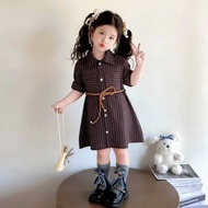 GIRLS' DRESS 1-8 YEARS MORRI DRESS FREE BELT CHILDREN'S DREES KOREAN STYLE GIRLS' SHIRTS