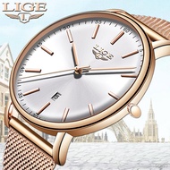 ┅LIGE Womens Watches Top Brand Luxury Waterproof Watch Fashion Ladies Stainless Steel Ultra-Thin Casual Wristwatch Quart