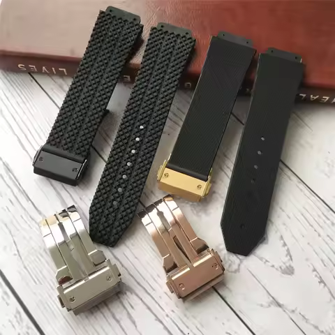 Watch Strap for HUBLOT BIG BANG Classic Series 25-19mm Rubber Black Blue Watchband Waterproof Silico