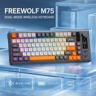 FREEWOLF M75 Dual-Mode Wireless Keyboard, 82-key compact layout, Bluetooth 5.0 + 2.4G, 2000mAh recha