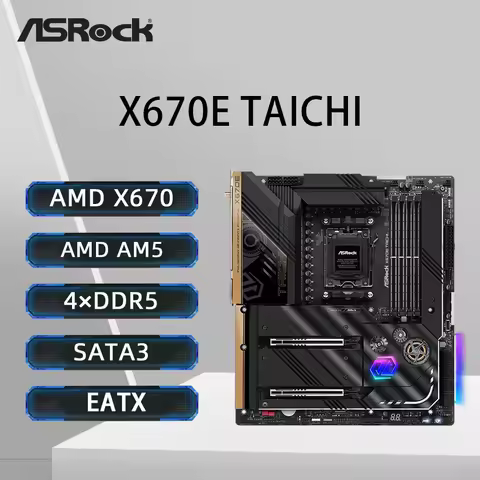 ASRock X670E Taichi Motherboard AMD X670 Support 7950X3D 7900X3D 7800 7500F CPU 4xDDR5 7800MHz HDMI 