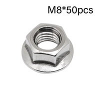 50pcs Mur Flange M6 M8 M10 Mur Topi Stainless 304 Flange Nut