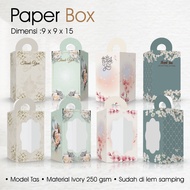 Souvenir Box / Paperbox wedding souvenir Glass Belt Straw 9x9x15cm (Per Pcs) - Manado City