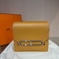 HERMES愛馬仕 Roulis 銀扣 牛皮 單肩包