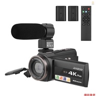 Andoer 4K/60FPS 48MP WiFi Digital Video Camera Set 1 Camcorder Recorder + 1 Microphone + 1 Remote Co
