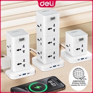 Deli Universal Hole Vertical Socket 4/8/12 Group 1A2C 1.6/3M Extension Cord ET764