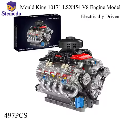 Mould King 10171 LSX454 V8 Engine Motorized Simulation Model Electrically Drive Building Blocks Tech