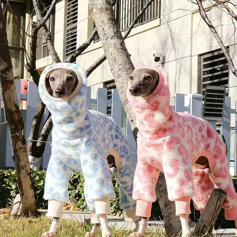 Plush Fleece Warm Dog Clothes Whippet Italian Greyhound Jacket Turtleneck Fleece Pajamas Onesies for