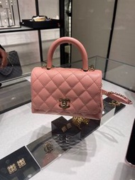 全新Chanel mini coco handle 23k pink