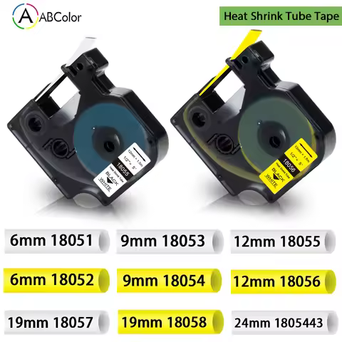 6/9/12/19/24mm Tape For Dymo Industrial Heat Shrink Tubes 18051 18052 18053 18054 18055 18056 18057 