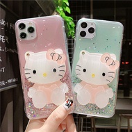 Vivo V19 V17 V15 V11 pro V11i V5 V5S lite V7 plus cute cartoon Hello Kitty glitter clear lanyard Mirror cover girl Transparent soft phone case