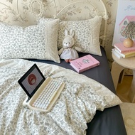 Dansunreve 1ชิ้น ปลอกผ้านวมลูกไม้  6ฟุต 5ฟุต 3ฟุต ปลอกผ้านวม ผ้าฝ้ายซักแล้ว ลายกระต่ายดอกไม้ ปลอกผ้า