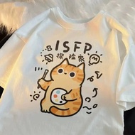 2025 New MBTI Summer Spring Women's Printed Short Sleeved T-shirt Fun Cat T-shirt Breathable Soft