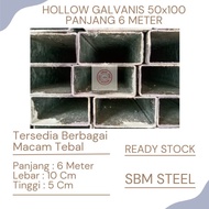 Besi- Besi Hollow Galvanil 50X100 Tebal 2Mm Full Panjang 6 M