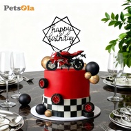 PETSOLA Birthday Cake Topper,Motorcycle Cake Topper Supplies,Motorcycle Party Decoration,Kids Party 