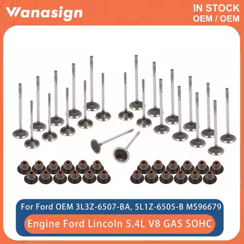 Engine Intake & Exhaust Valves w/ Valve Stem Seal Set Fit 4.6 5.4 L For Ford Lincoln Mercury 4.6L 5.