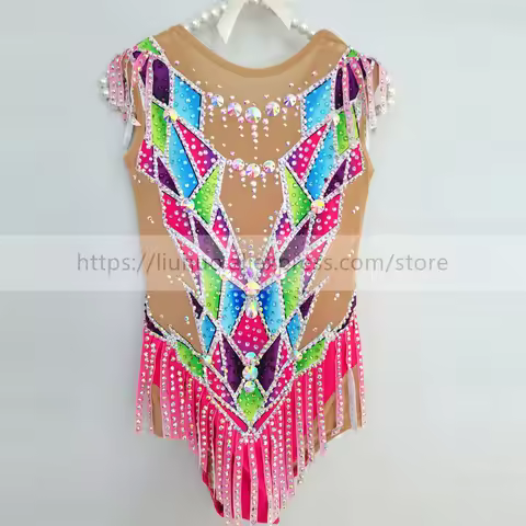 LIUHUO Customize Women Girl Costume Performance Rhythmic Gymnastics Ballet SleevelessCompetition Leo