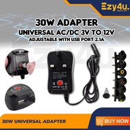 30W Universal Adapter Power Supply With Usb Port 3V to 12V Adjustable Adaptor