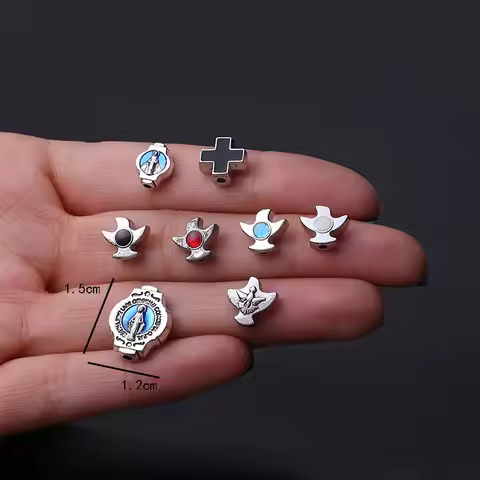Big Hole Beads Virgin Mary Beadwork Handmade Maria Beads Medal Catholic Charm Big Hole Beads Charm B