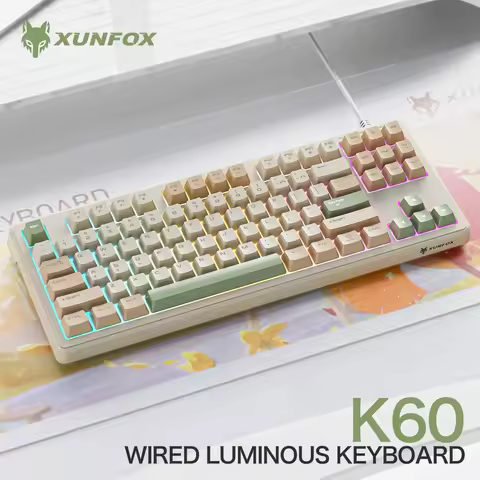 XUNFOX K60 USB Wired 87-key color matching luminous typing office desktop notebook e-sports game con