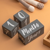 Wooden Blocks 60x60mm Gray (3 Pieces/Set) Newborn To Older Children Week Month Year Baby Age New Gif