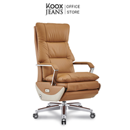 KOOXJEANS Office Electric Leather chair [SH302] Boss Chair Office Chair ก้าอี้ออฟฟิศ เก้าอี้บอส เก้าอี้หนังแท้ เก้าอี้คอมพิวเตอร์ หลังสูง Computer Chair Universal Wheel Simple Modern Lift Spinning Chair Manager Chair Supervisor Chair