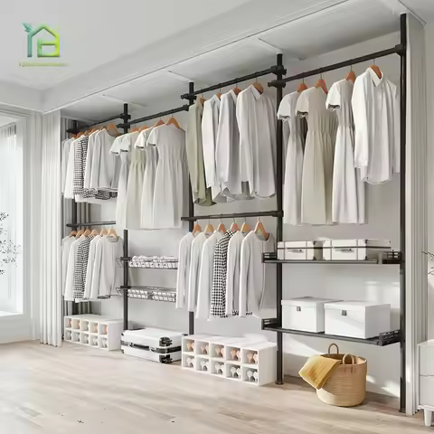 #Bedroom Simple Open Clothes Closet Metal Portable Wardrobe Steel Folding Wardrobe Closet
