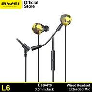 Awei L6 In-Ear 3.5mm Headset Earphone Earbuds Mini Bass Stereo Earphones With Extended Mic Good Quality Headset Earphone