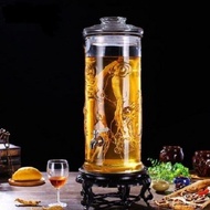 ]Bình Ngâm Sâm Thuỷ Tinh 12 Lít Hình Trụ Hoa Văn Rồng Có Van - Đường kính thân: 18cm Đường kính miện