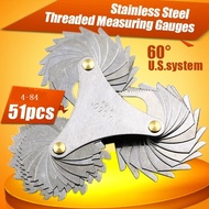 51 in 1 4-84 Thread Plug Gauge Stainless Steel American System Screw Pitch 60 Degrees Thread Measuri