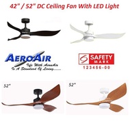AeroAir Ceiling Fan DC Motor 42" 52" LED Tri Color RGB Light 6 Speed Remote Safety Mark Local Warranty Energy Saving