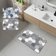 【rubber anne】10秒頂吸 軟式珪藻土吸水地墊 六角花磚(60x40cm)