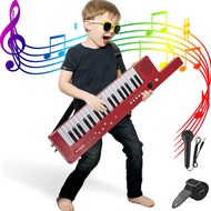 Portable Piano Keyboard 37 keys, Electronic Karaoke Keytar Toys w/Microphone & Carry Strap, 4 Tones,