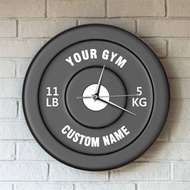 Custom Wall Clock Effect Acrylic Wall Clock Design Dumbbell Home 3D Decorative Clock Gym Name Cross-