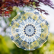 3D Metal Wind Chime Mandala Garden Art, Weather Resistant Outdoor Hanging Decor