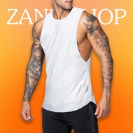 ZANE SHOP เสื้อกล้ามชาย เสื้อแขนกุดชาย เสื้อออกกำลังกายชาย ใส่ออกกำลังกาย ผ้านิ่มใส่สบาย ซักง่ายแห้งเร็ว (สีขาว)