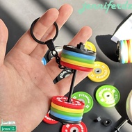 JENNIFERDZ Mini Barbell Keychain, PVC Detachable Dumbbell Keychain, Unique Fitness Equipment Barbell
