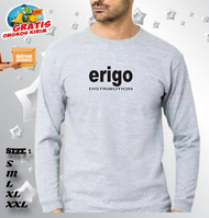 Kaos ERIGO Distribution Motif Lengan Panjang Logo hitam Bahan Distro Murah Baju Oblong Terlaris Moti