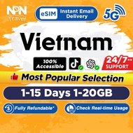 Vietnam eSIM Ultra 5G/4G 1-15Days 1-20GB Data | Instant Email Delivery | High Speed Vietnam Travel D