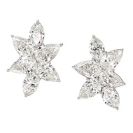 Platinum and 11.49cts Diamond Cluster Earclips