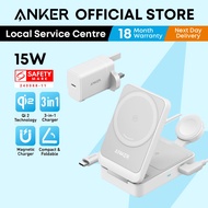 Anker MagGo Wireless Charging Station (Foldable 3 in 1) Qi2 15W Magnetic Wireless Charger B2557