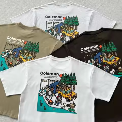 High-end Brand Coleman Men's and Women's 2025 Summer New Fashion Moto Vacation Pure Cotton Harajuku