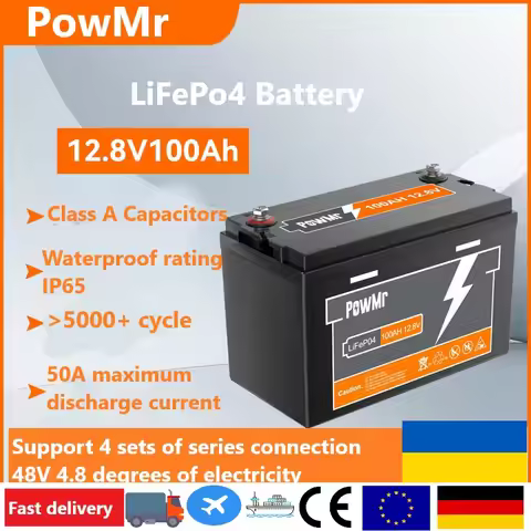 PowMr 12V 100AH LiFePo4 Battery Pack Built-in BMS 6000+ Cycle Grade A Cells lithium iron phosphate B