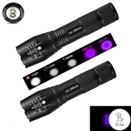DC White Light Dual Light Retractable UV Flashlight 395 / 2-in-1 White Light Outdoor Lighting UV Det