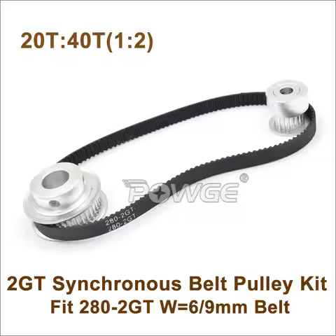POWGE 20 Teeth 40 Teeth GT2 Timing Belt Pulley Set 1:2 Speed Ratio 20T:40T 2M/2GT Reduction Pulley F
