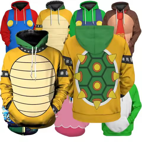 Super Brother Bowser Hoodies Sweatshirt Cartoon Bowser 3D Print Hoodie Men Women Fashion Hoodies Ove