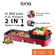 IONA 2 In 1 BBQ Grill Electric Steamboat Pot Cooker | 4.2L Hotpot Set + Removable BBQ Plate - GL3712