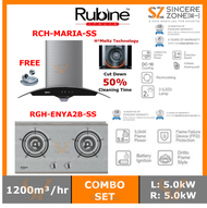 Rubine RCH-MARIA-SS Chimney Hood and RGH-ENYA2B-SS Gas Hob 2 Bunner