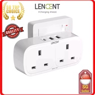 LENCENT USB Plug adaptor Extension with 3 USB Ports, 2 Way USB Socket Extension, 5-in-1 USB Outlet Plug Extender