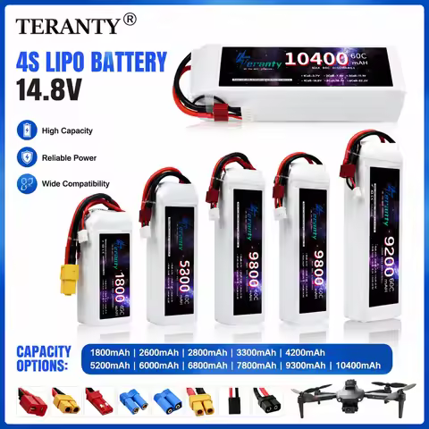 4S 14.8V Lipo Battery 1800mAh 2600mAh 2800mAh 3300mAh 7800mAh 9300mAh 10400mAh With XT60 T Plug For 